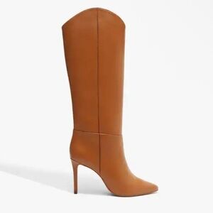 SCHUTZ Maryana Wide Leather Boots Tan Heels Knee-High stiletto Revolve 8.5